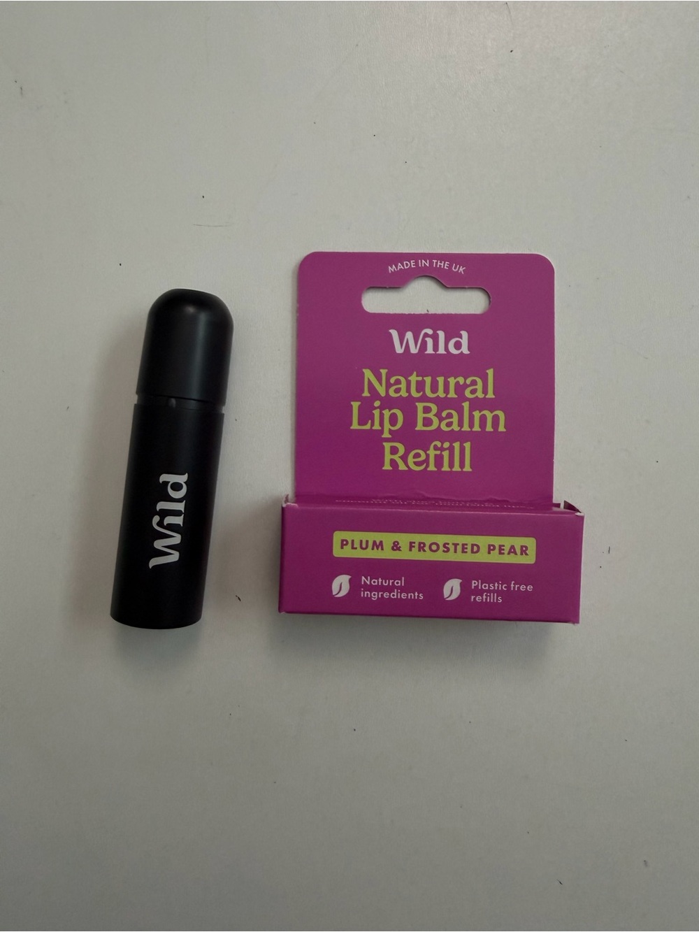 Wild Lip Balm Refillable Case Cartridge Plum Frosted Pear Refill Vegan Black